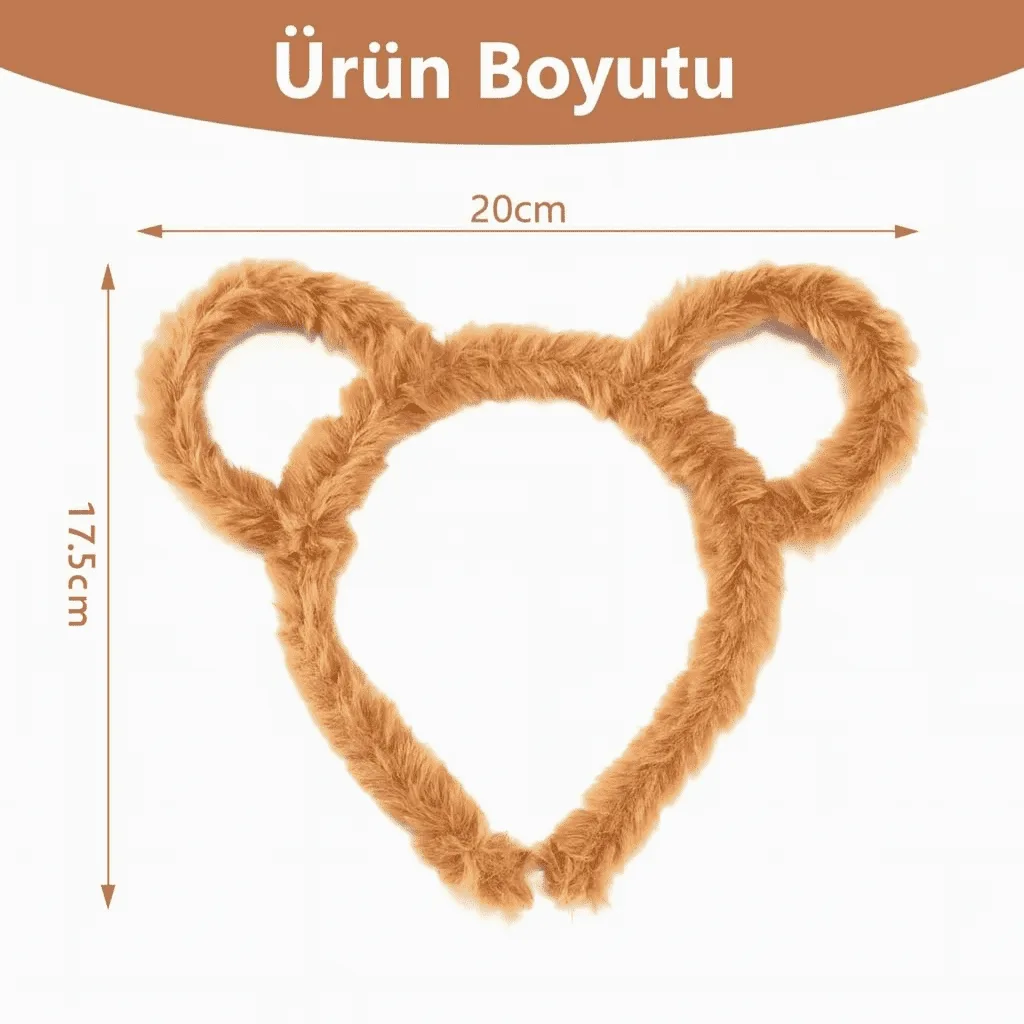 Peluş Ayı Kulaklı Taç – Çocuk ve Yetişkin Kostüm Saç Aksesuarı 1 Adet - Görsel 3