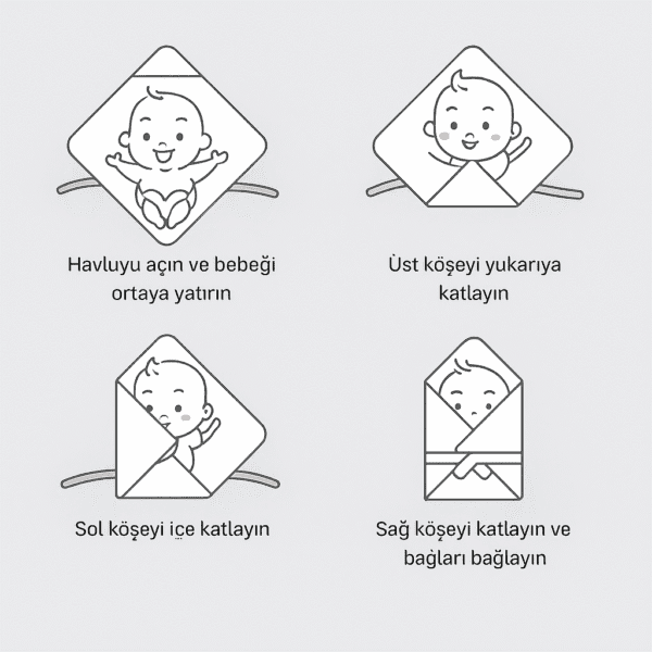 hayvan figürlü kapüşonlu bebek havlusu kullanım şekli