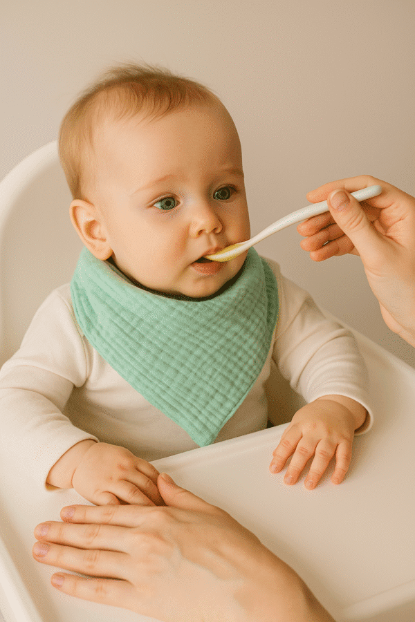 yeşil müslin bebek mama önlüğü