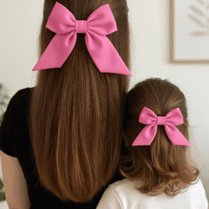 anne kiz pembe fiyonk toka seti