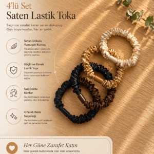 saten scrunchie toka 4’lü set