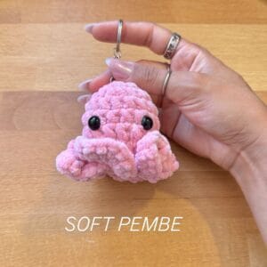 Soft Pembe el yapımı peluş ahtapot anahtarlık