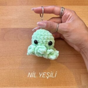 Nil Yeşili el yapımı peluş ahtapot hediyelik anahtarlık