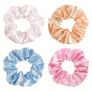 pastel renkli saten scrunchie toka seti 4’lü
