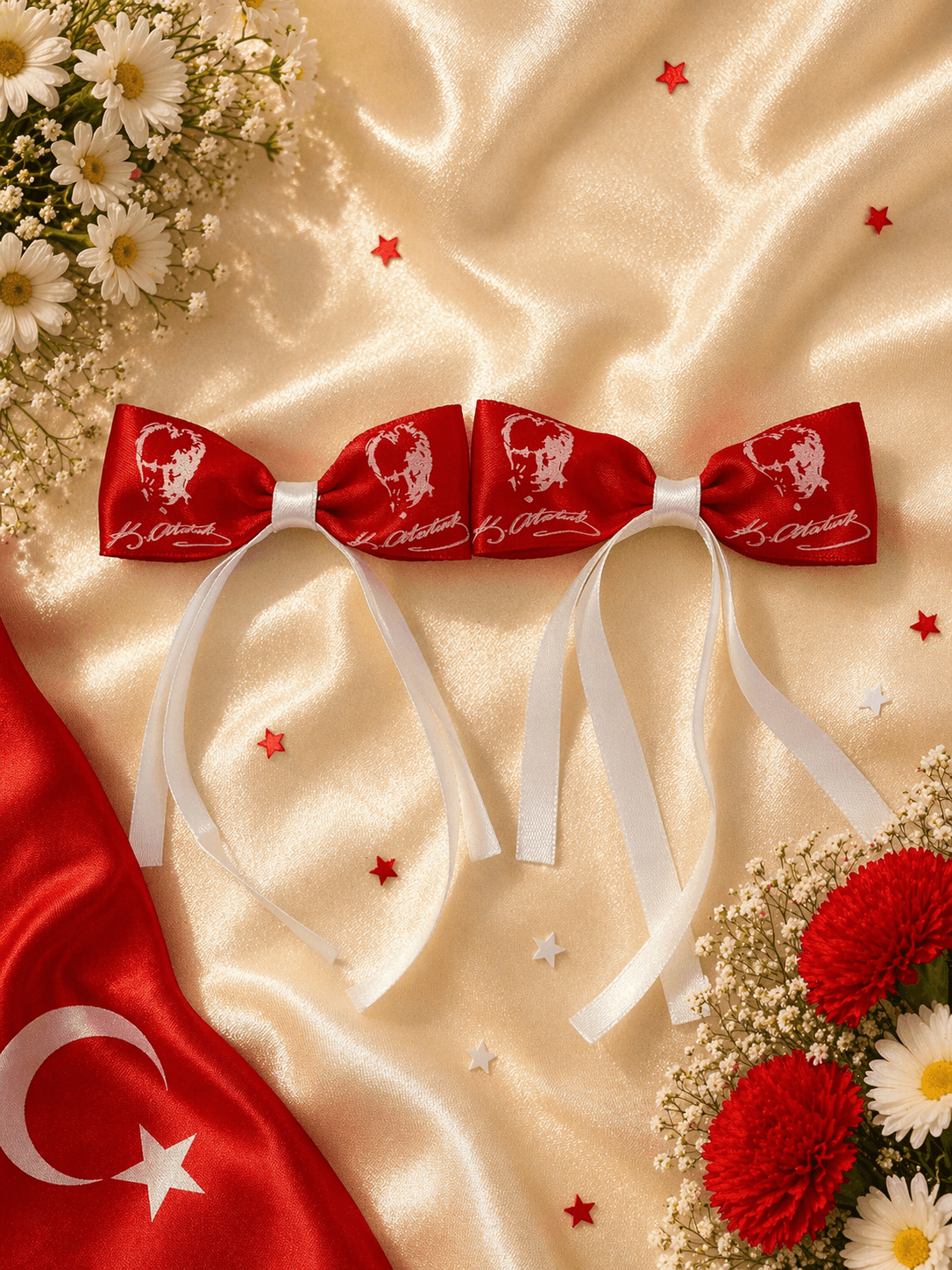 Atatürk Silüetli Kırmızı Çocuk Tokası Önden Görünüm