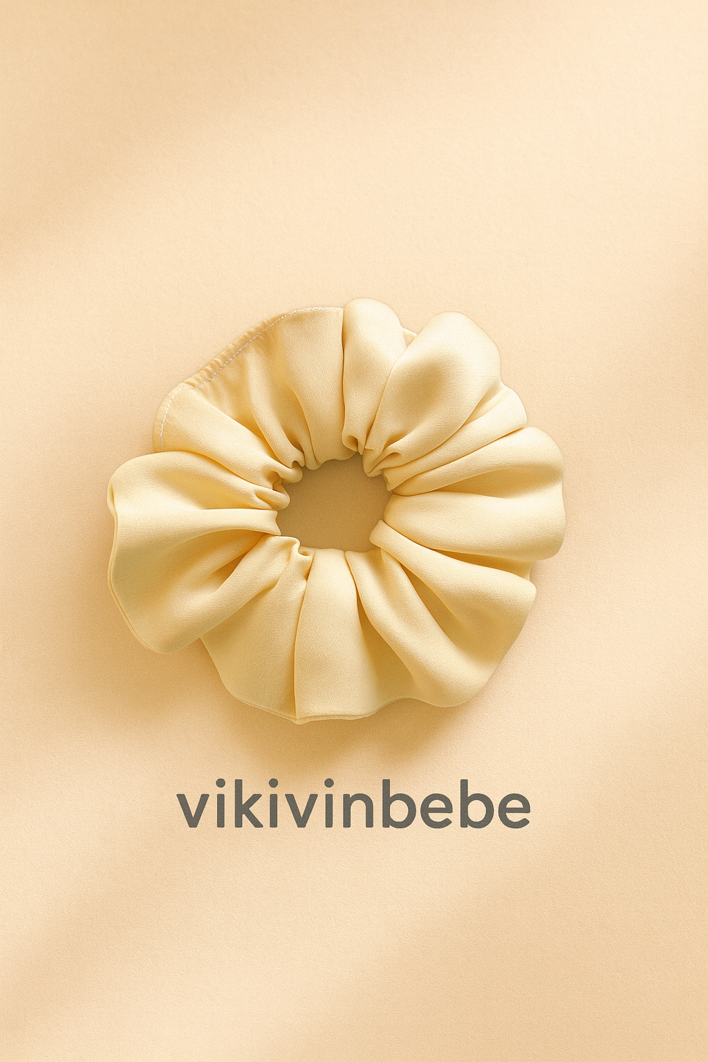 Bej renk saten scrunchie saç tokası – Vikivinbebe
