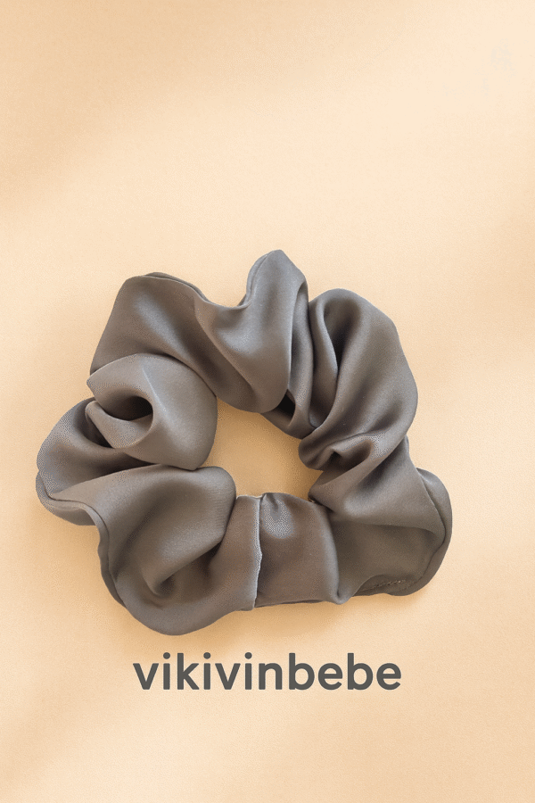 Antrasit renk saten scrunchie saç tokası – Vikivinbebe