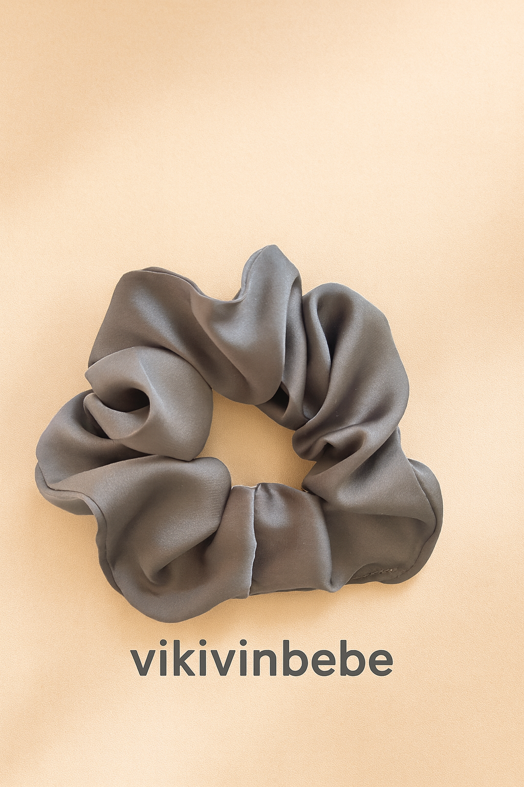 Antrasit renk saten scrunchie saç tokası – Vikivinbebe