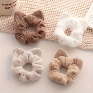 kulaklı peluş scrunchie 4lü görünüm