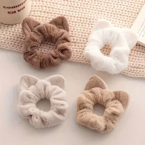 kulaklı peluş scrunchie 4lü görünüm
