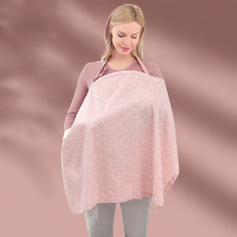 Pembe renkli ayarlanabilir emzirme örtüsü, konforlu ve mahremiyet sağlayan anne örtüsü.