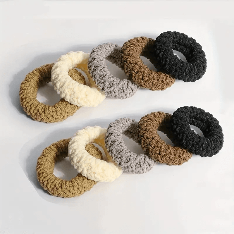 `5’li kalın yapıda iz bırakmayan saç lastiği seti nötr kahve tonları`