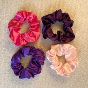 IMG_0509 Dörtlü saten scrunchie toka seti mor fuşya lila şampanya pembe
