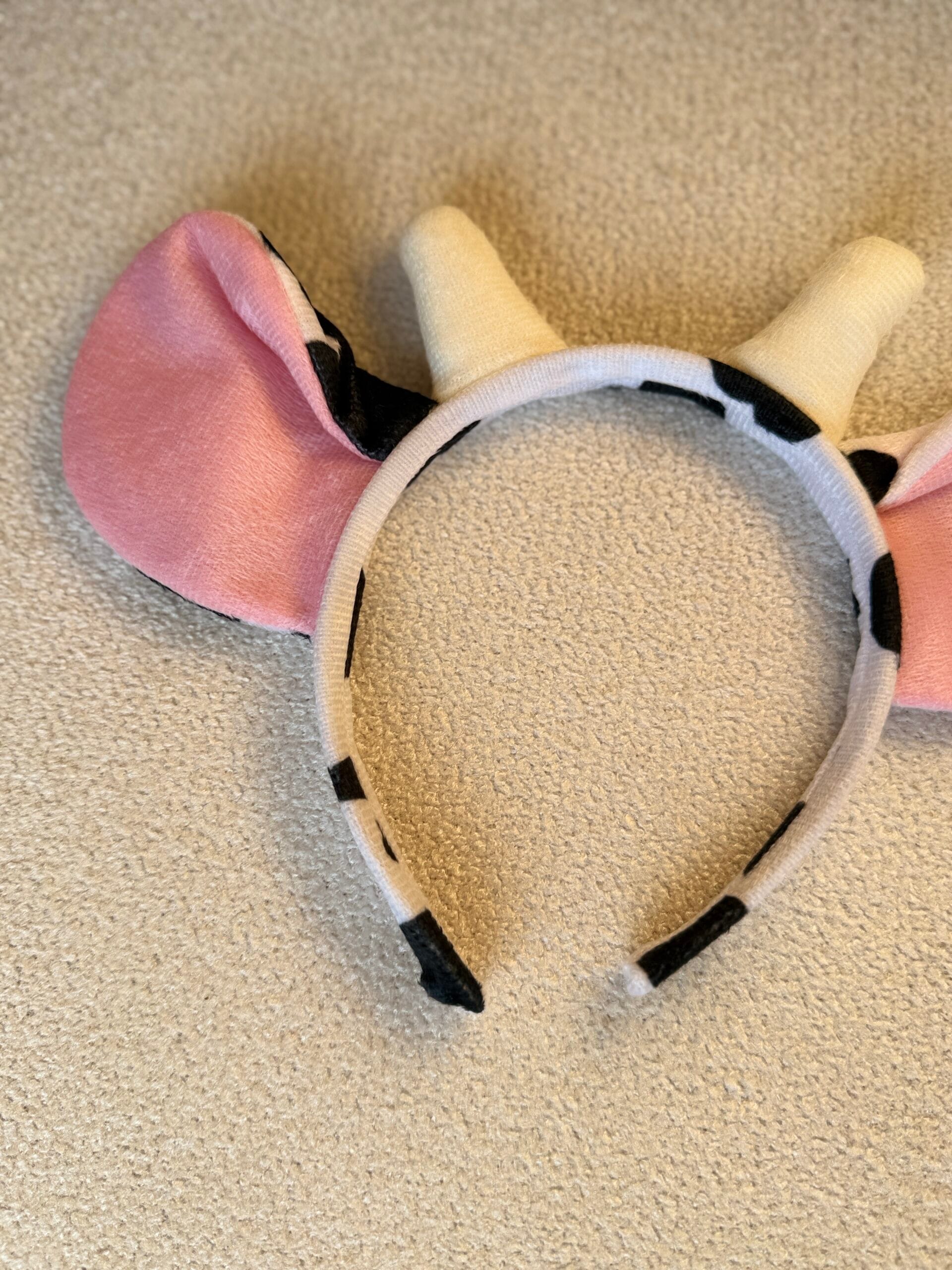 İnek Kulaklı Çocuk Tacı | Siyah-Beyaz Desenli, Pembe İç Kulaklı (25,5 x 17 cm) - Görsel 4