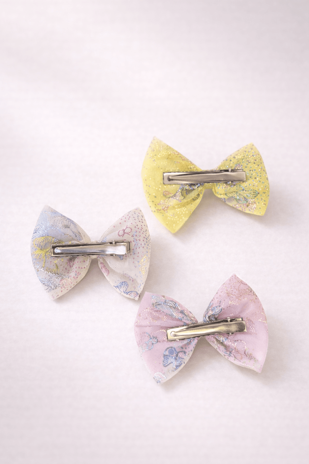 Lila simli tül fiyonk toka çocuk saç aksesuarı 4.5 cm klips