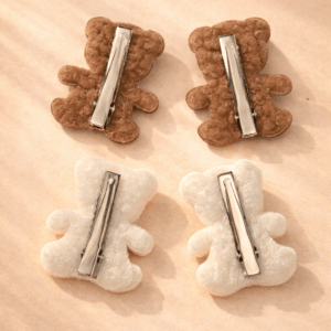 Peluş ayıcık çocuk tokası 4’lü set arka görünüm