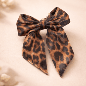 8 cm otomatik klips leopar kadife fiyonk toka