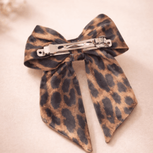 8 cm otomatik klips leopar kadife fiyonk toka arka görünüm