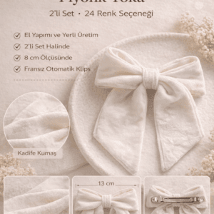 Kadife Kumaşlı 8cm Klipsli OtomatiK FİYONK TOKA