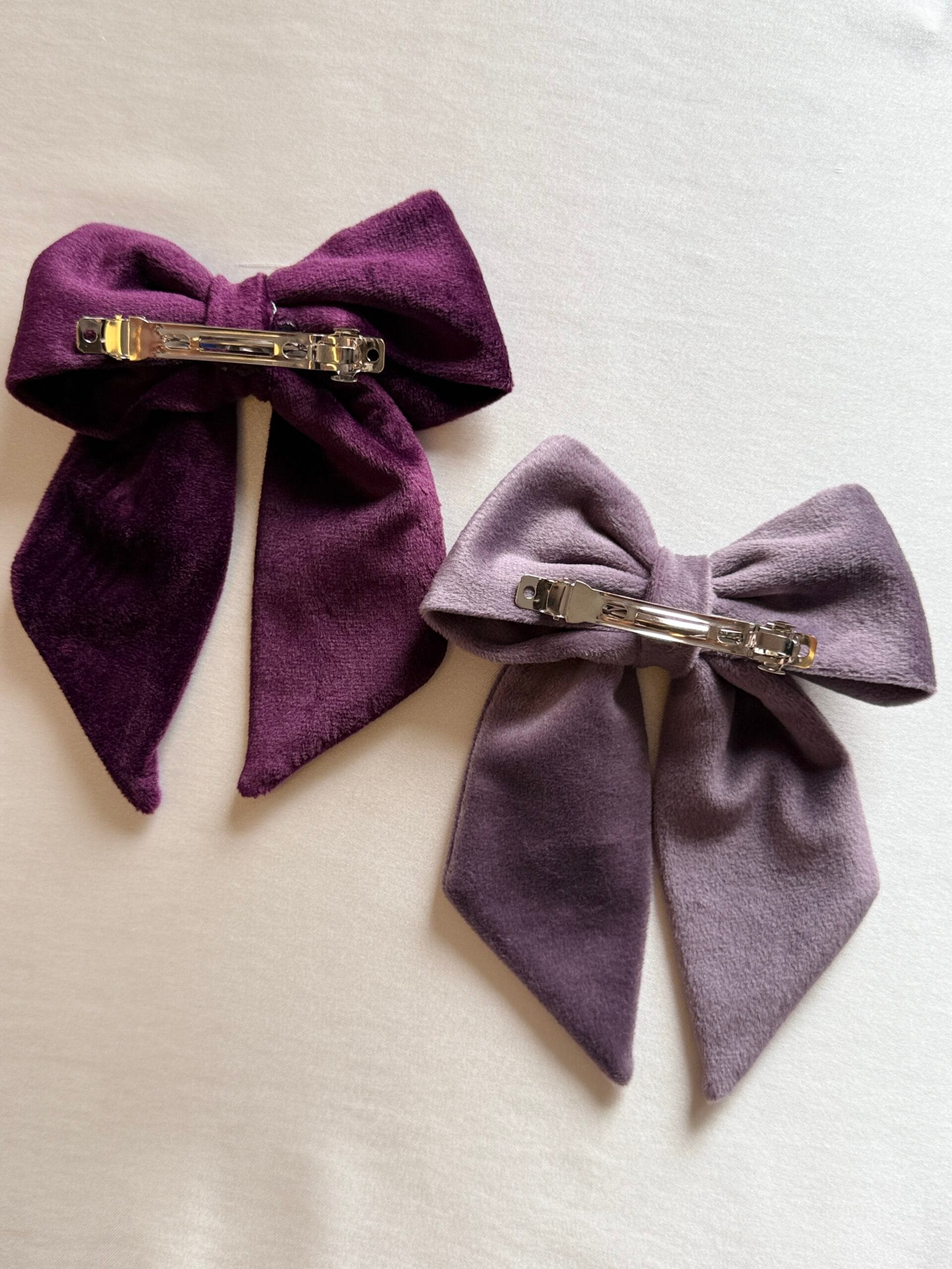 El Yapımı Kadife Fiyonk Toka 2’li Set 8 cm Fransız Otomatik Klips - Görsel 7