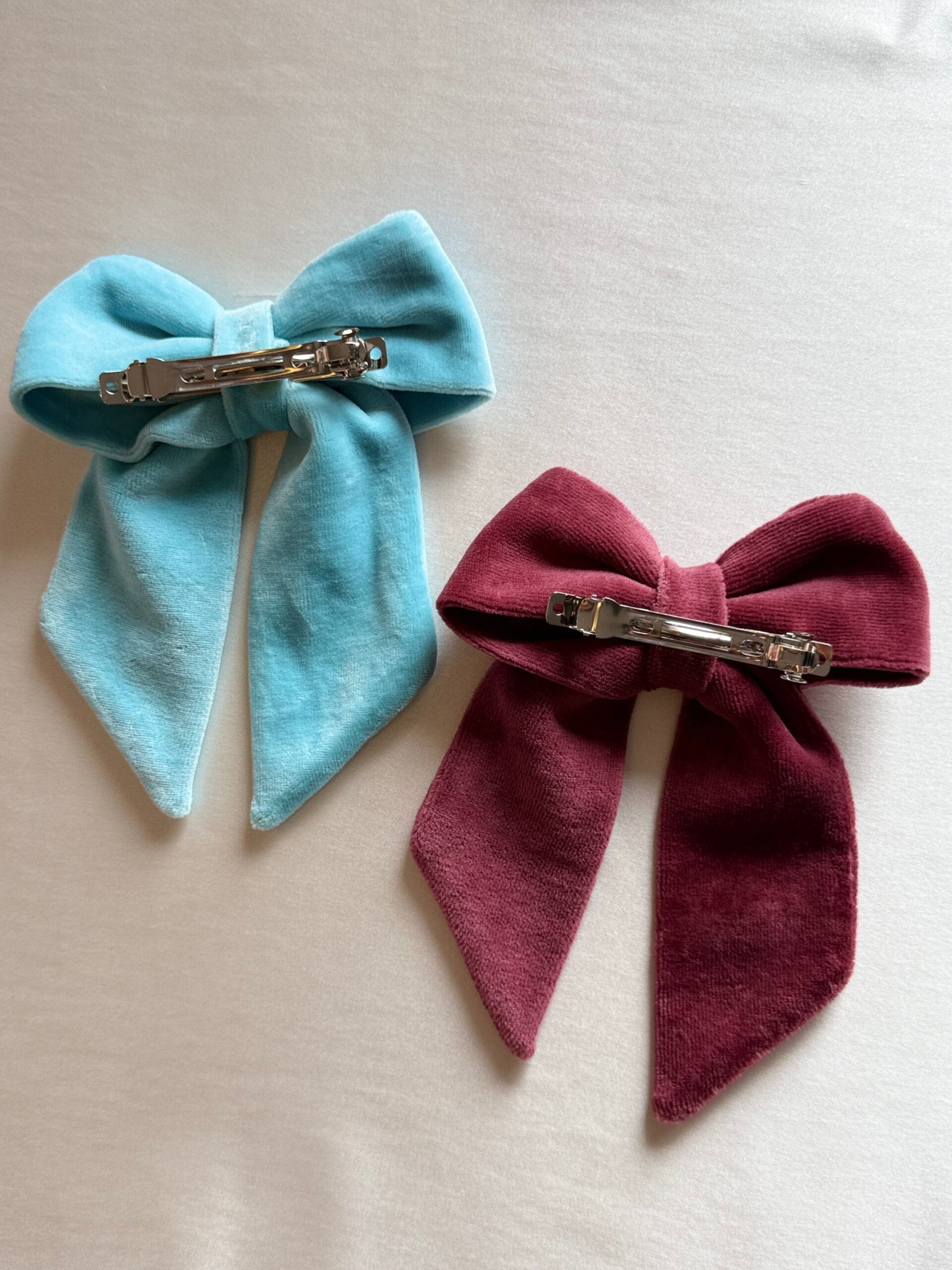 El Yapımı Kadife Fiyonk Toka 2’li Set 8 cm Fransız Otomatik Klips - Görsel 9