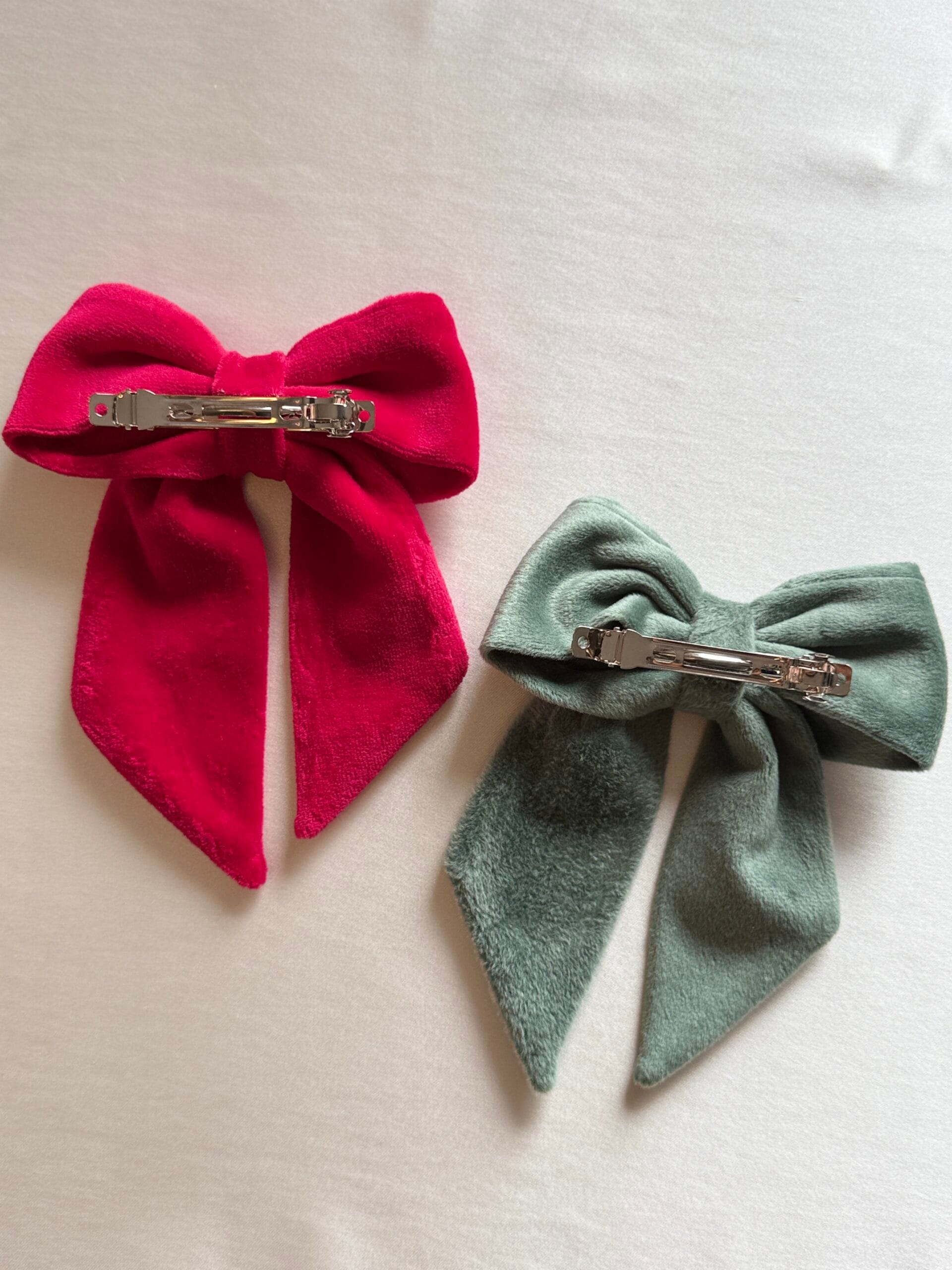 El Yapımı Kadife Fiyonk Toka 2’li Set 8 cm Fransız Otomatik Klips - Görsel 11