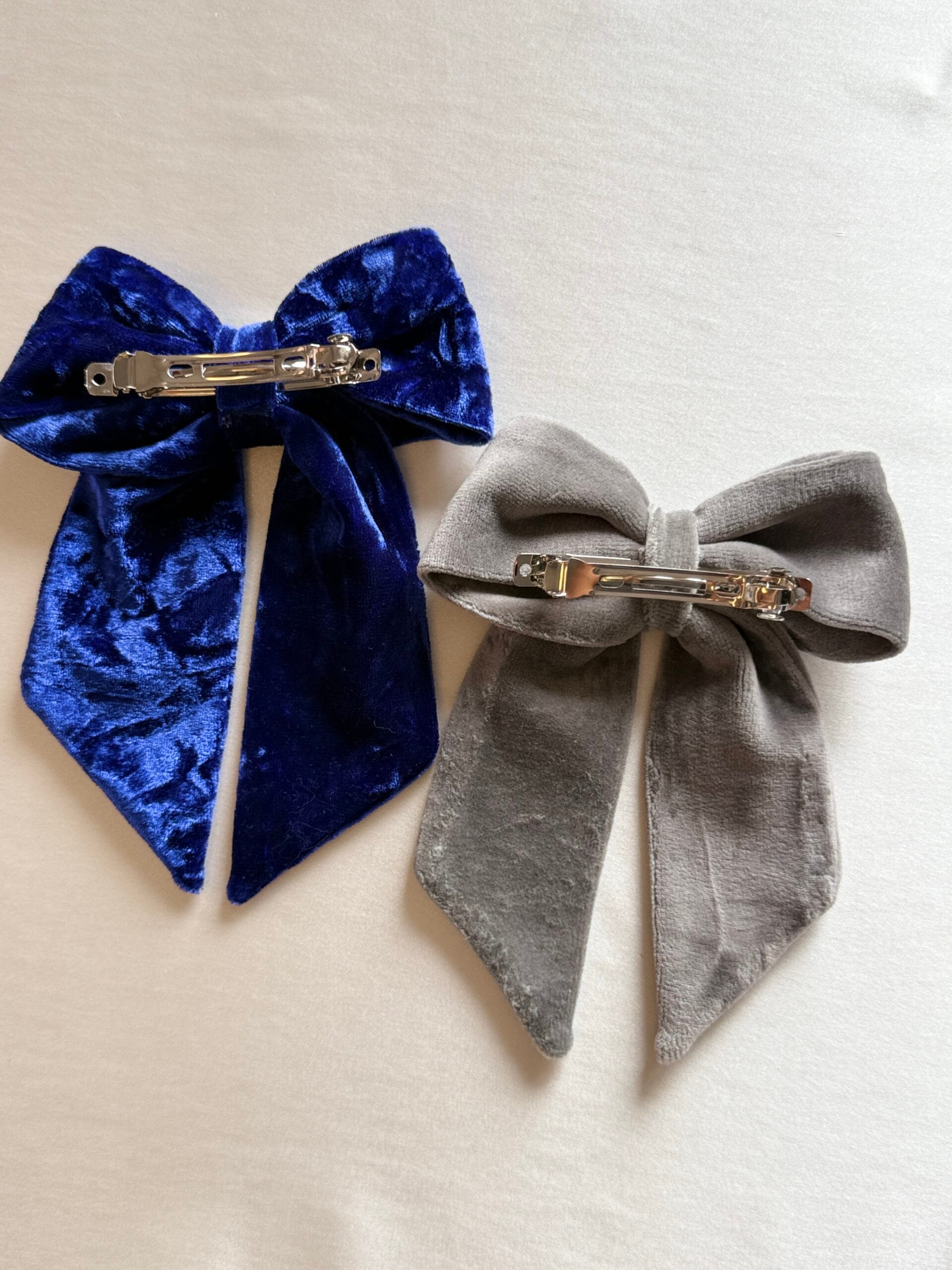 El Yapımı Kadife Fiyonk Toka 2’li Set 8 cm Fransız Otomatik Klips - Görsel 13