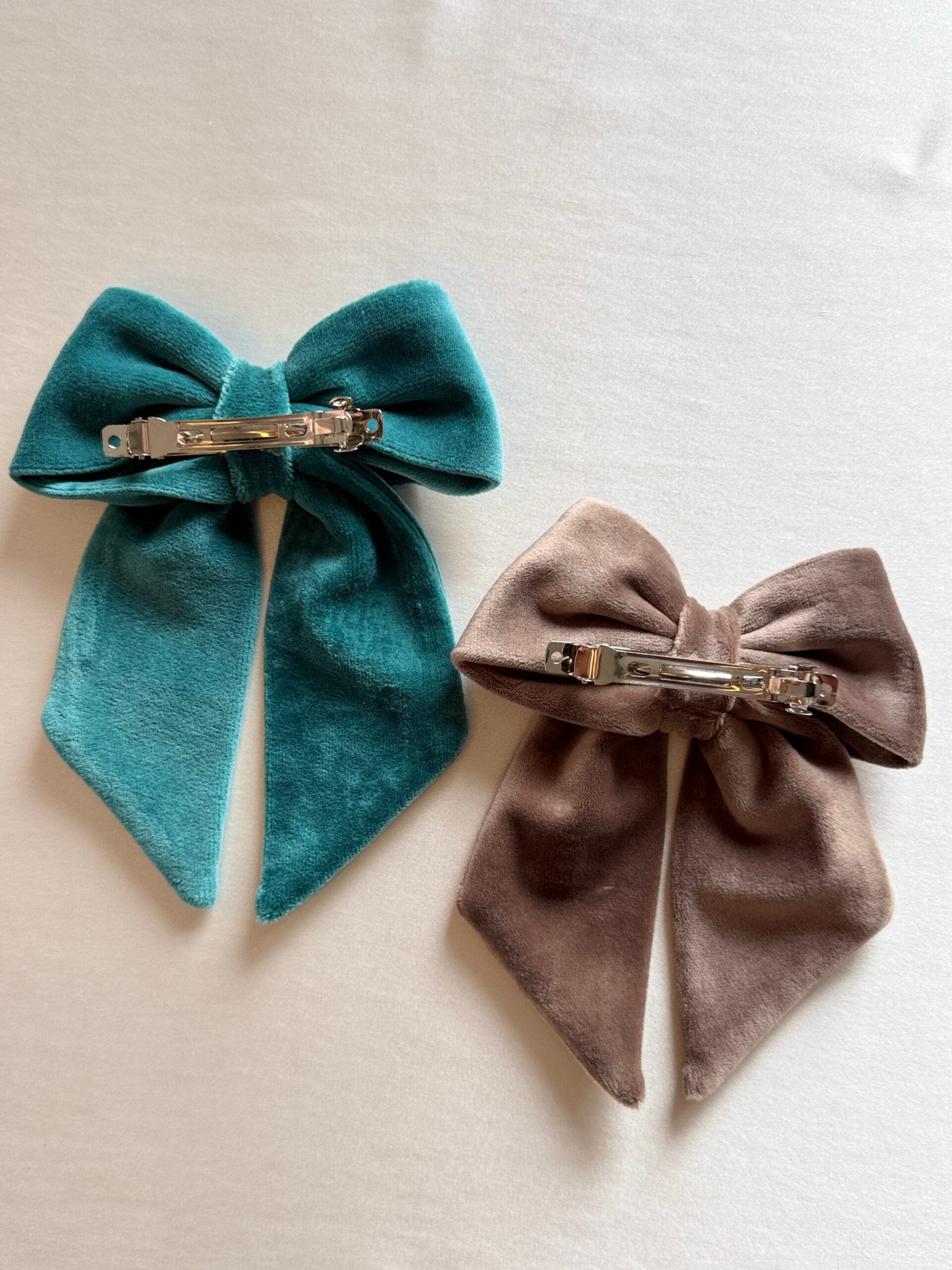 El Yapımı Kadife Fiyonk Toka 2’li Set 8 cm Fransız Otomatik Klips - Görsel 19