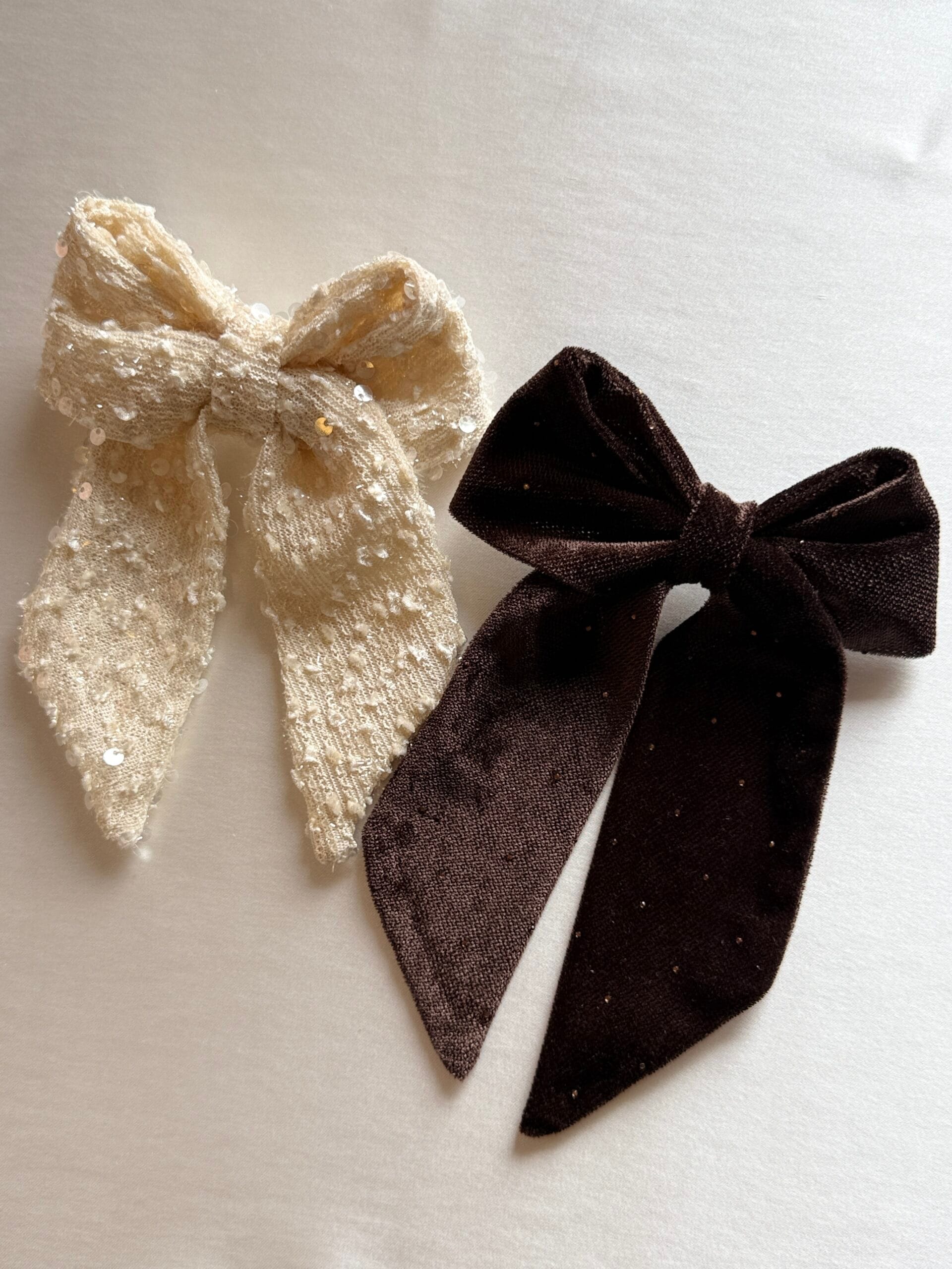 2 li set kadife fiyonk toka kahve ve bej