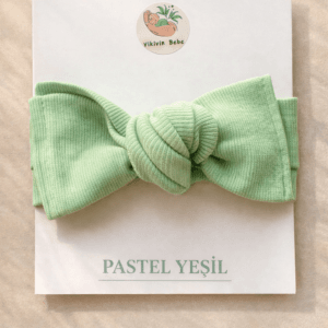 yeşil bebek saç bandı ribana kumaş