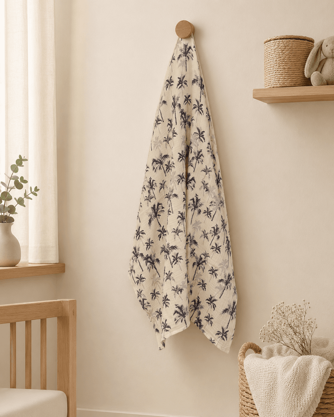 Çok amaçlı kullanım için 90x90 cm müslin bebek örtüsü