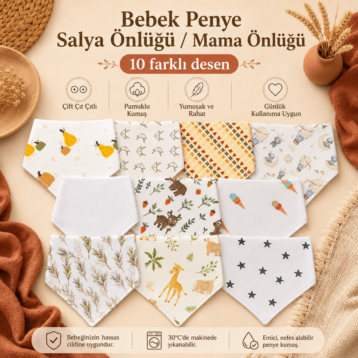 bebek penye salya önlüğü 2.set