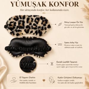 Leopar Peluş Uyku Göz Bandı ürün sunum