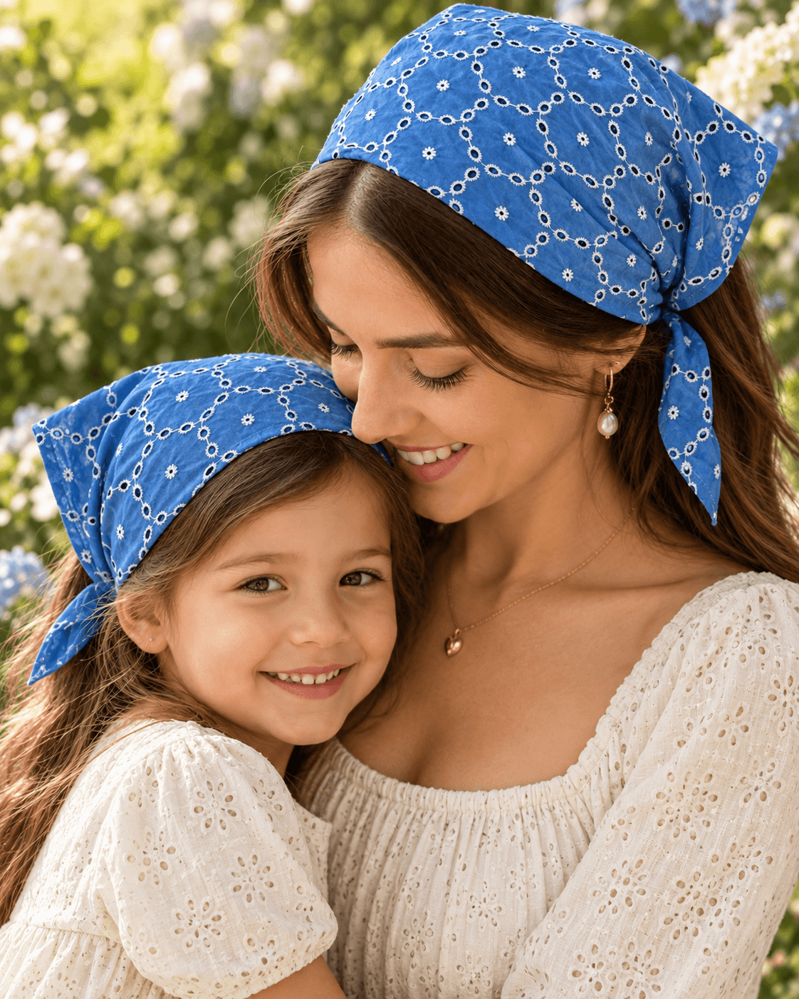 Mavi anne çocuk bandana seti %100 pamuk fisto