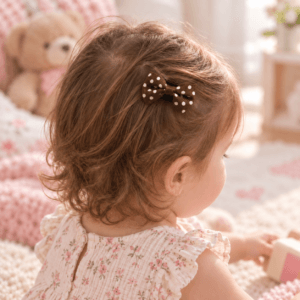 Kahverengi Puantiyeli Saçsız Bebek Tokası - Vikivin Bebe