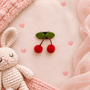 Kirazlı Saçsız Bebek Tokası - Vikivin Bebe