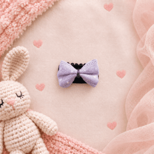 Lila Kalp Desenli Saçsız Bebek Tokası - Vikivin Bebe