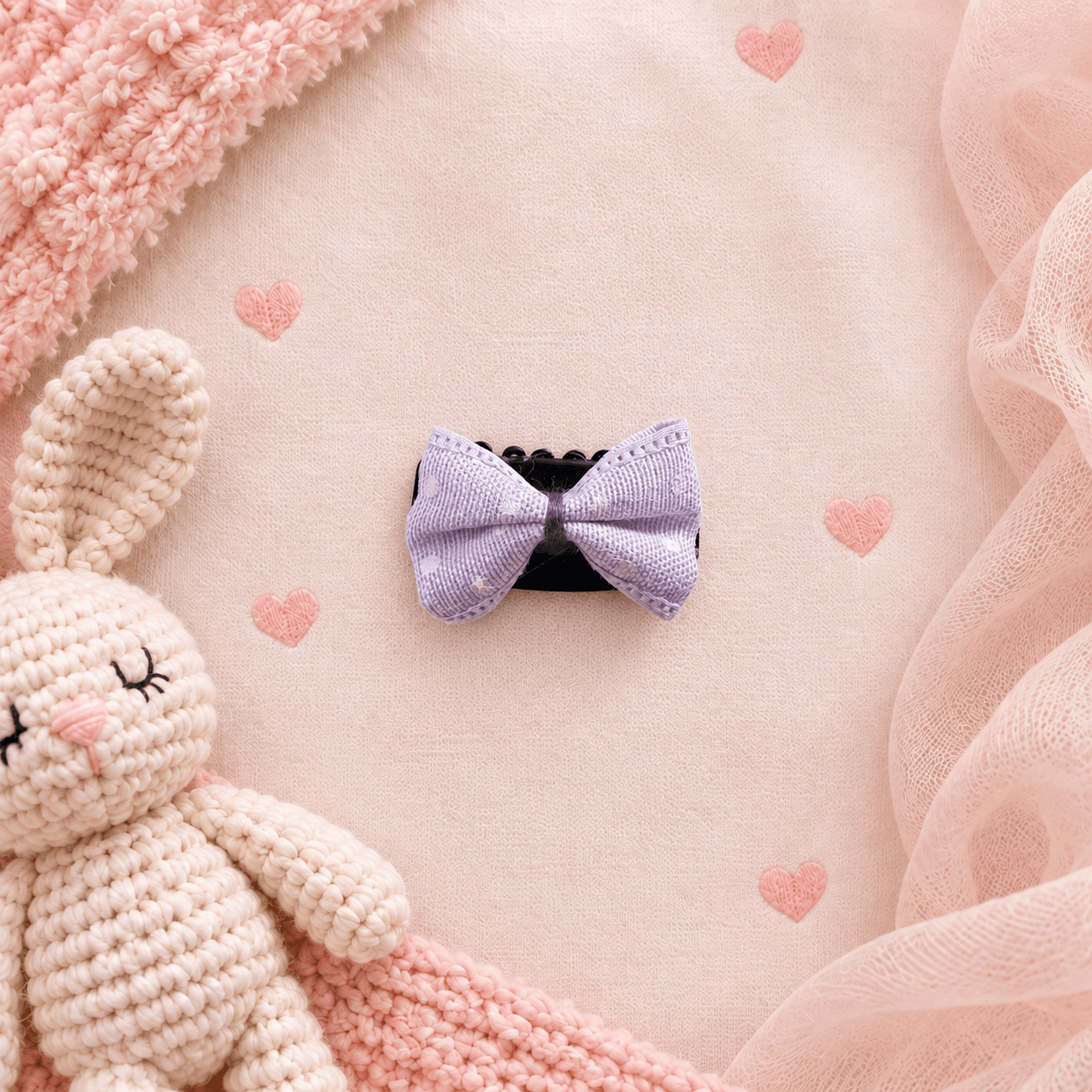 Lila Kalp Desenli Saçsız Bebek Tokası - Vikivin Bebe