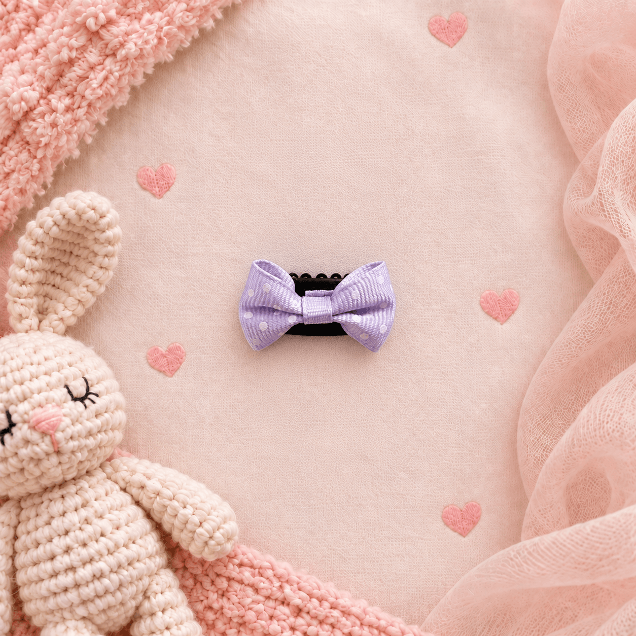 Lila Puantiyeli Saçsız Bebek Tokası - Vikivin Bebe