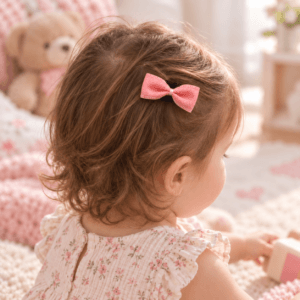 Pembe Düz Saçsız Bebek Tokası - Vikivin Bebe