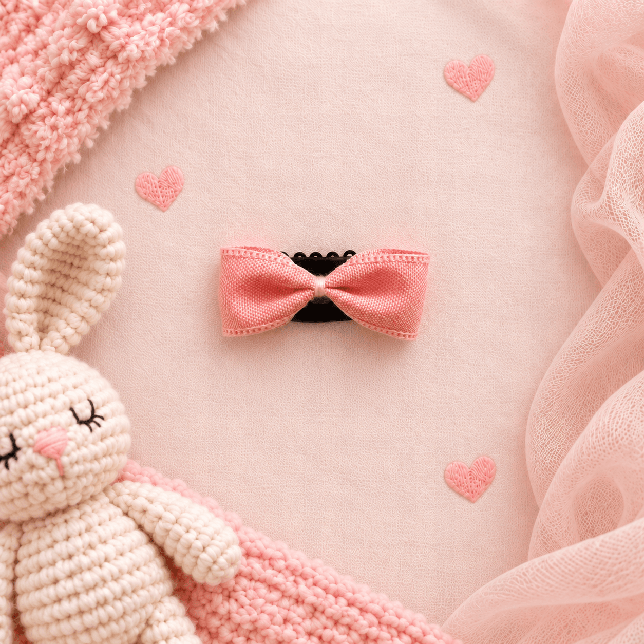 Pembe Düz Saçsız Bebek Tokası - Vikivin Bebe