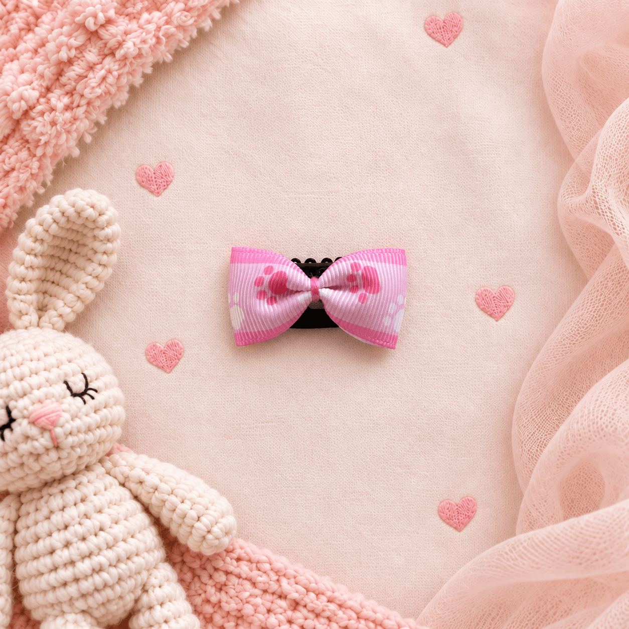 Pembe Pati Desenli Saçsız Bebek Tokası - Vikivin Bebe