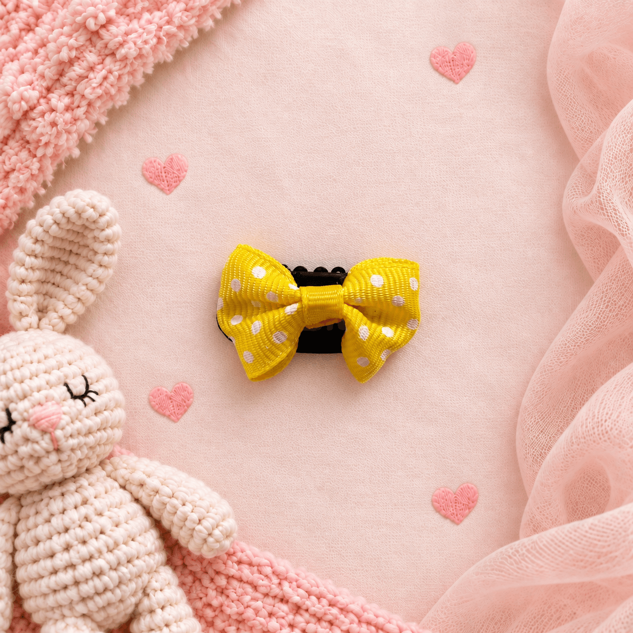 Sarı Puantiyeli Saçsız Bebek Tokası - Vikivin Bebe