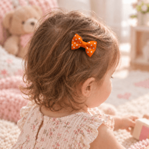 Turuncu Puantiyeli Saçsız Bebek Tokası - Vikivin Bebe